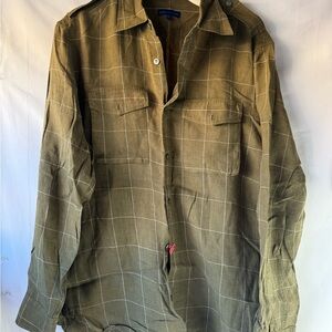 Martin + Osa Olive Plaid Shirt linen